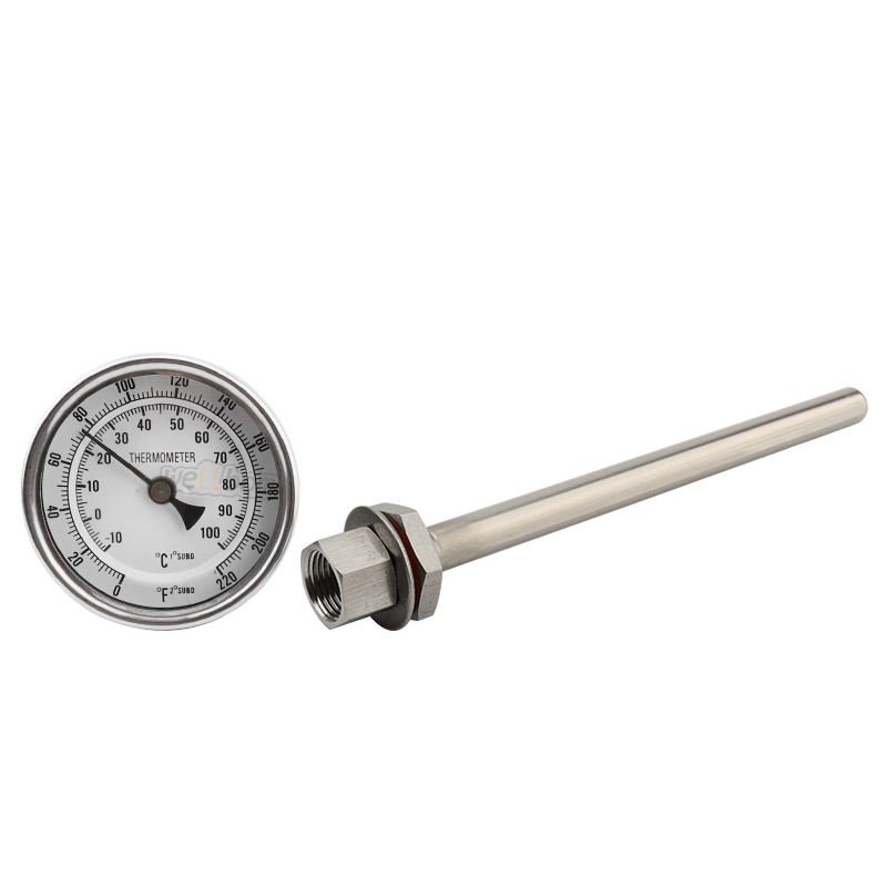 Dial Thermometer, Stainless Steel Thermometer for Home Brewing, 1/2 NPT  Kettle Thermometer with Lock Nut & O-Ring(3 Face)
